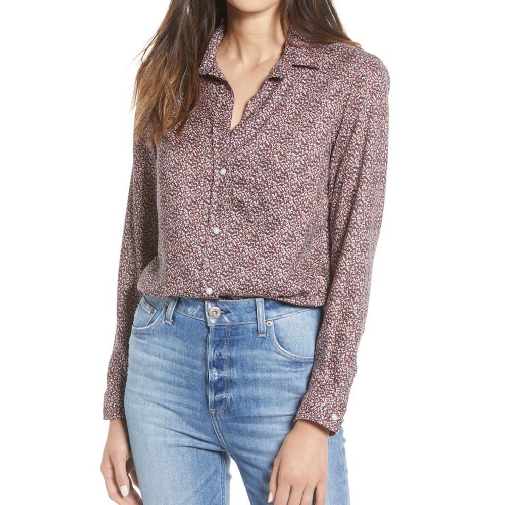 Frank &‎ Eileen Grayson 100% Lyocell Printed Button Down Collared Shirt Small S